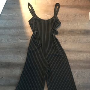 Women’s black striped jumpsuit